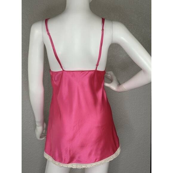Y2K Victorias Secret Slipdress Cami Babydoll Mini Coquette Boho Hot Pink Size S - Picture 7 of 14